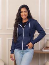 Blusa Moletom Feminina Manga Longa Casaco Com Bolsos Canguru Zipper e Capuz Blusa Moletom Feminina Manga Longa Casaco Com Bolsos Canguru Zipper e Capuz
