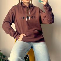 Blusa Moletom Feminino Canguru Estampado Fases da Lua Básico Premium 7014 Várias Cores