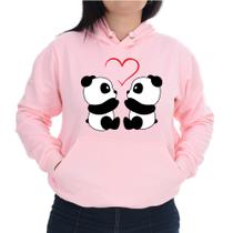Blusa Moletom Feminino Canguru Flanelado Casual 2 Panda
