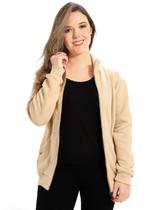 Blusa Moletom Feminino Com Felpa Manga Longa Aberto com Zíper Anistia Liso Sem Capuz Confortavel Blusa Moletom Feminino Com Felpa Manga Longa Aberto com Zíper Anistia Liso Sem Capuz Confortavel