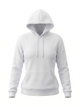 Blusa Moletom Feminino Liso Com Capuz E Bolso Canguru Básico