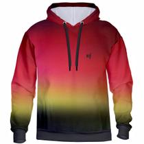 Blusa Moletom Feminino Masculino Degrade Com Capuz Bolsos laterais Poliéster