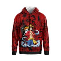 Blusa Moletom Flanelado Adulto e Infantil Monkey D. Luffy Vermelho Com Capuz Blusa Moletom Flanelado Adulto e Infantil Monkey D. Luffy Vermelho Com Capuz