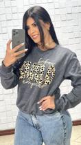 Blusa moletom flanelado de frio inverno 2023 gola redonda agasalho quentinho (estampa silkagem babes build) - chumbo