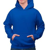 Blusa Moletom franelada grossa com bolso Canguru Liso cor azul royal Com Capuz Blusa Moletom franelada grossa com bolso Canguru Liso cor azul royal Com Capuz