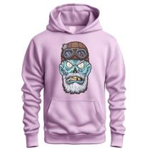 Blusa Moletom Frio Feminino Masculino Bolso Capuz Inverno Estampado Aviador Zumbi