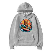 Blusa Moletom Gato Surfista Gatinho Surf Canguru