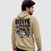 Blusa Moletom Genuine Grit Masculino Estampado Algodão 30.1 Belive Love World