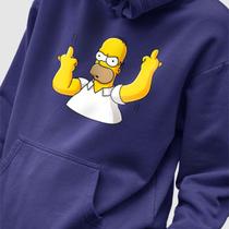 Blusa Moletom Genuine Grit Masculino Estampado Algodão 30.1 Homer Simpson Dedo do Meio