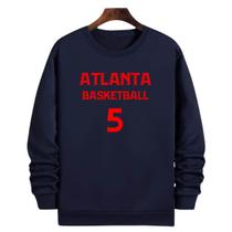 Blusa Moletom Gola Basquete Atlanta Basketball número 5 Blusa Moletom Gola Basquete Atlanta Basketball número 5
