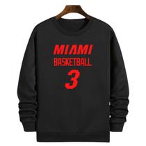 Blusa Moletom Gola Basquete Miami Basketball número 3 Blusa Moletom Gola Basquete Miami Basketball número 3