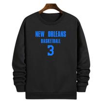 Blusa Moletom Gola Basquete New Orleans Basketball número 3 Blusa Moletom Gola Basquete New Orleans Basketball número 3