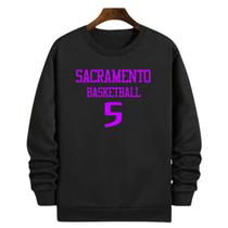 Blusa Moletom Gola Basquete Sacramento Basketball número 5 Blusa Moletom Gola Basquete Sacramento Basketball número 5