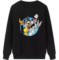 Blusa Moletom Gola Careca Masculino Looney Tunes Desenho Top