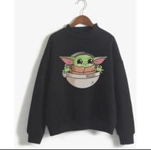 Blusa Moletom Gola Redonda Unissex Baby Yoda Fofo