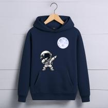 Blusa Moletom Infantil Canguru Astronauta Lua Menino Menina Agasalho