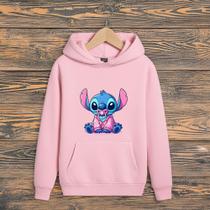 Blusa Moletom Infantil Canguru Lilo Stitch Bebê Menino Menina Agasalho
