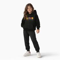 Blusa Moletom Infantil Capuz Happy Confortável Macio Roupa Casual Inverno Criança