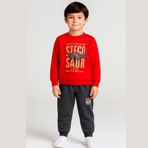 Blusa Moletom Infantil Dinossauro Estampa Stegosaurus Flanelada Rei Rex