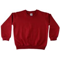 Blusa Moletom Infantil Flanelado Vermelho Punho Basico 4 A 8 anos Dia a Dia Frio Inverno Uniforme Escolar Presente Menino Menina Macio Baby Deluxe
