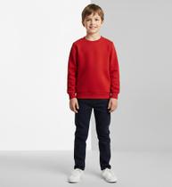 Blusa Moletom Infantil Flanelado Vermelho Punho Basico 4 A 8 anos Dia a Dia Frio Inverno Uniforme Escolar Presente Menino Menina Macio Baby Deluxe