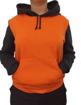 Blusa moletom infantil laranja c/ preto 1 a 14 anos