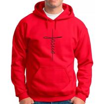 Blusa Moletom Jesus Cruz Fé Lindo Blusa De Frio Canguru Top
