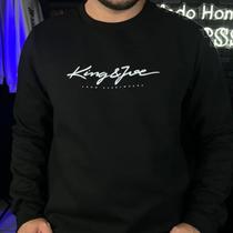 Blusa Moletom King&Joe New Assinatura Preto Tamanho:GGCor:Preto