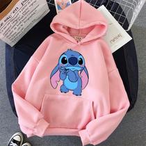 Blusa Moletom Lilo & Stitch Coala Fofo Desenho Blusa Feminina Casaco de Frio com Bolso e capuz