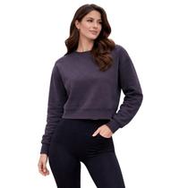 Blusa Moletom Manga Longa Básica Feminina Lunender 00694 Marrom