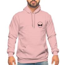 Blusa Moletom Masculina Rosa Alien Com Capuz