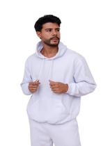 Blusa Moletom Masculino Com Bolso Canguru Com Capuz - Branco