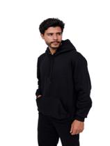 Blusa Moletom Masculino Com Bolso Canguru Com Capuz - Preto Blusa Moletom Masculino Com Bolso Canguru Com Capuz - Preto