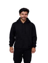 Blusa Moletom Masculino Com Bolso Canguru Com Capuz - Preto Blusa Moletom Masculino Com Bolso Canguru Com Capuz - Preto