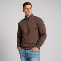 Blusa Moletom Masculino com Zíper De Frio Forrada Casual Oversize De Algodão Confortável Gola Alta Outono Inverno Moderna -