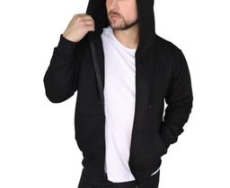 Blusa Moletom Masculino com Zíper e Capuz Preto