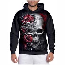 skull and roses moletom com capuz
