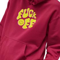 Blusa Moletom Masculino Estampado Fuck Off Smile em Algodão Fio 30.1 Penteado