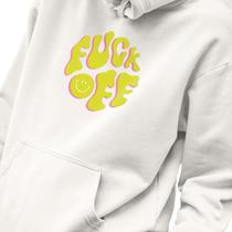 Blusa Moletom Masculino Estampado Fuck Off Smile em Algodão Fio 30.1 Penteado