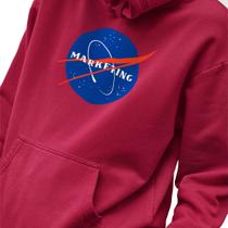 Blusa Moletom Masculino Estampado Nasa Marketing em Algodão Fio 30.1 Penteado