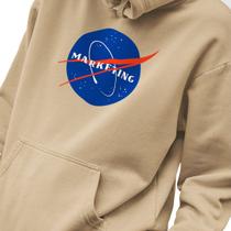 Blusa Moletom Masculino Estampado Nasa Marketing em Algodão Fio 30.1 Penteado
