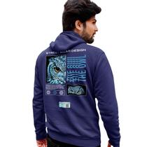 Blusa Moletom Masculino Estampado The Owl em Algodão Fio 30.1 Penteado