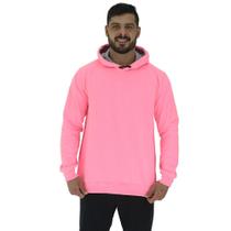 Blusa Moletom Masculino MXD Conceito Bolso Lateral Rosa Fluorescente Sem Estampa Blusa Moletom Masculino MXD Conceito Bolso Lateral Rosa Fluorescente Sem Estampa