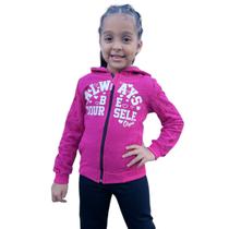 Blusa Moletom Menina Aberta C/Ziper Com Capuz Coração Blusa Moletom Menina Aberta C/Ziper Com Capuz Coração