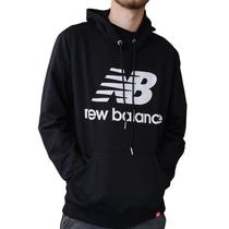 Blusa Moletom New Balance Canguru Capuz Essentials Preto BMT03558