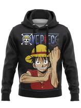 Blusa Moletom One Piece Luffy Rei Pirata Agasalho Com Capuz Flanelado