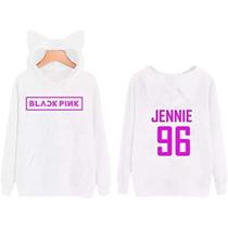 Blusa Moletom Orelhinha Black Pink Jennie 96 Kpop em Algodão