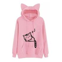 Blusa Moletom Orelhinha Gatinho Fofo Zzz Durmindo De Frio