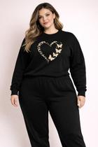 Blusa Moletom Plus Size Feminina Estampada Borboleta
