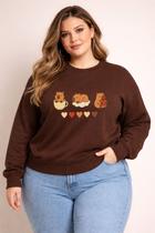 Blusa Moletom Plus Size Feminina Estampada Capivara